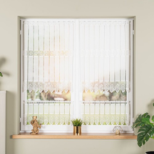 Zazdrostka haftowana panelowa na batyście, wysokość 90cm, kolor 010 naturalny 096269/388/010/000090/1