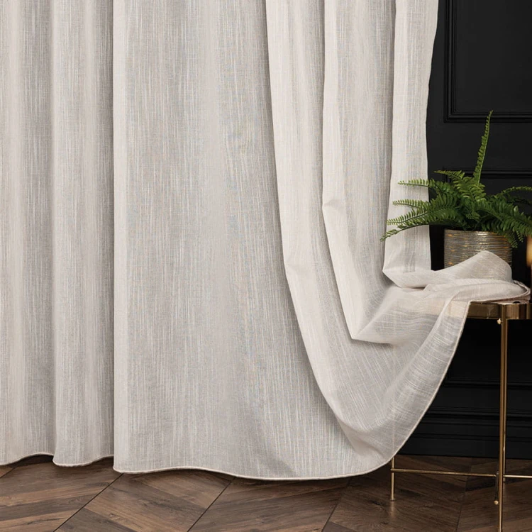 KSENIA Firanka z ołowianką, wysokość 300cm, kolor naturalny/ beżowy