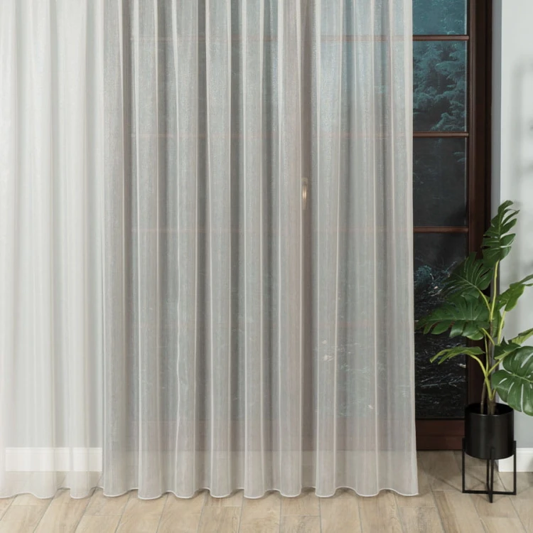 Firanka fantazyjna z ołowianka, wysokość 300cm, kolor szary z błyskiem