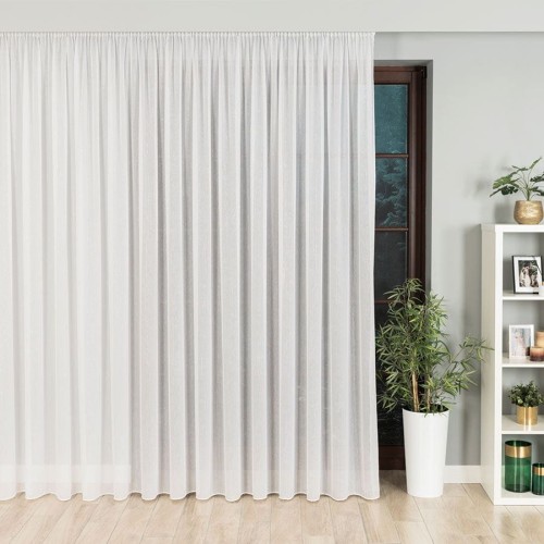 Firanka fantazyjna z ołowianką, wysokość 300cm, kolor biały ze złotą nitką