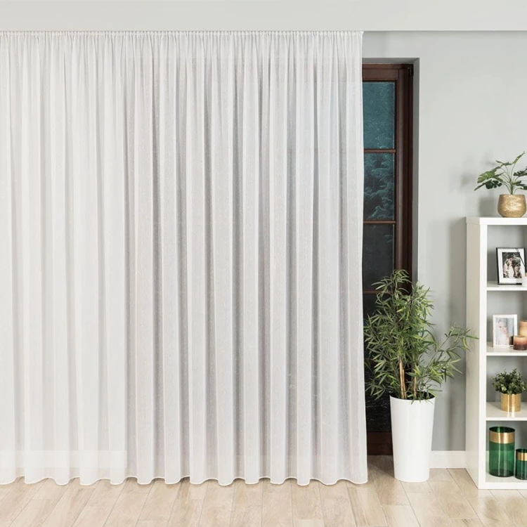 Firanka fantazyjna z ołowianką, wysokość 300cm, kolor biały ze złotą nitką