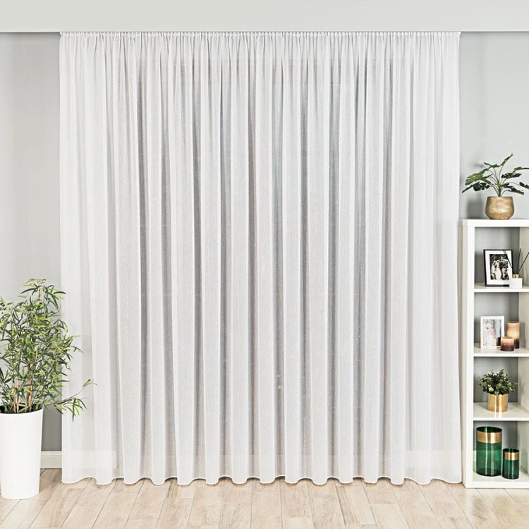 Firanka fantazyjna z ołowianką, wysokość 300cm, kolor biały ze złotą nitką