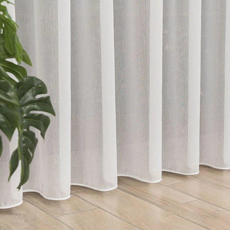 Firanka fantazyjna z ołowianką, wysokość 300cm, kolor biały z błyszczącą nitką