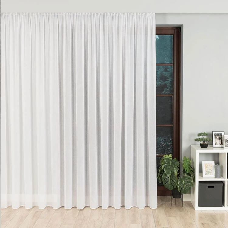 Firanka fantazyjna z ołowianką, wysokość 300cm, kolor biały z błyszczącą nitką