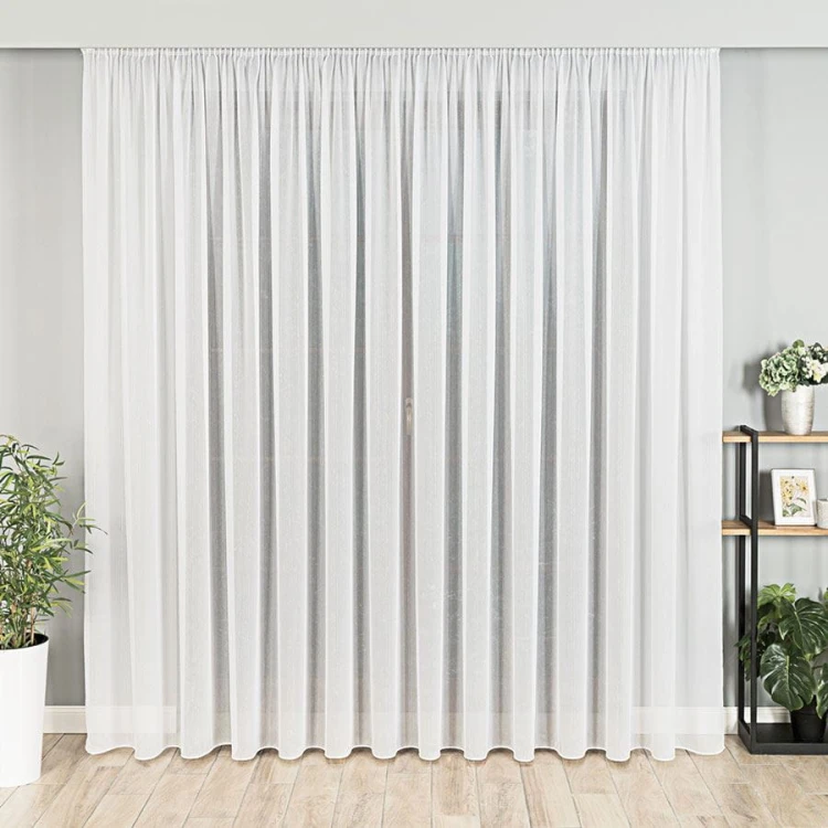 Firanka fantazyjna z ołowianką, wysokość 300cm, kolor biały z neonową nitką