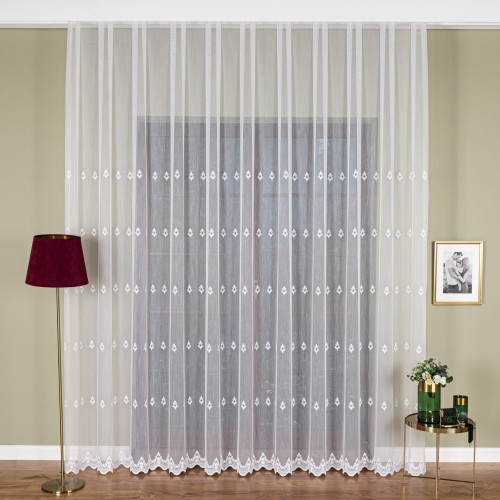 Firanka haftowana pasowa, wysokość 300cm, kolor 001 biały FH0040/768/001/000300/1