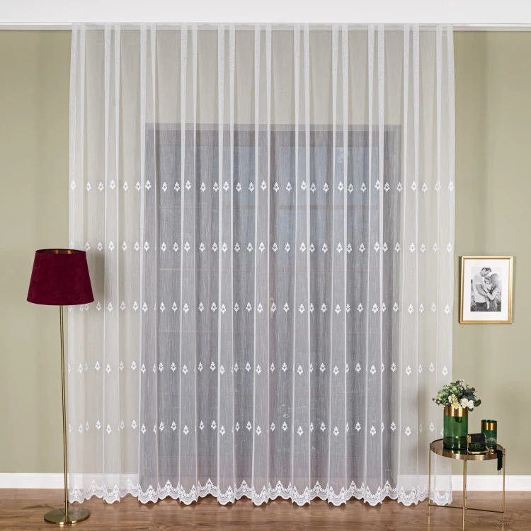 Firanka haftowana pasowa, wysokość 300cm, kolor 001 biały FH0040/768/001/000300/1