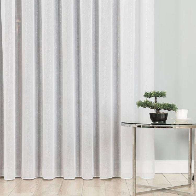 Firanka fantazyjna z ołowianką, wysokość 300cm, kolor biały ze srebrną nitką