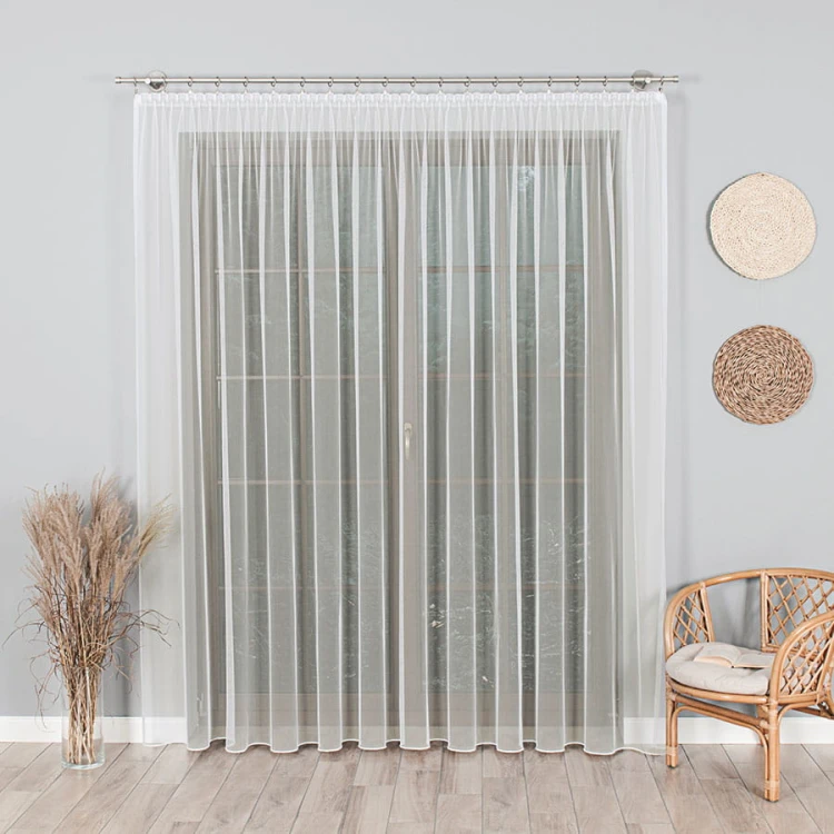 Firanka grecki tiul z ołowianką, wysokość 320cm, kolor kremowy