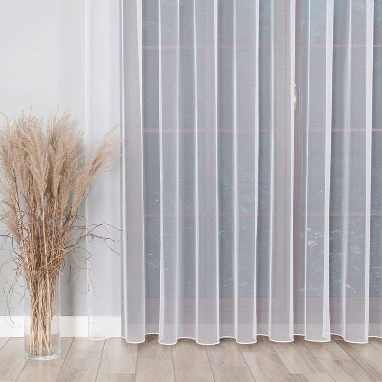 Firanka gładka grecki tiul z ołowianką, wysokość 320cm, kolor biały