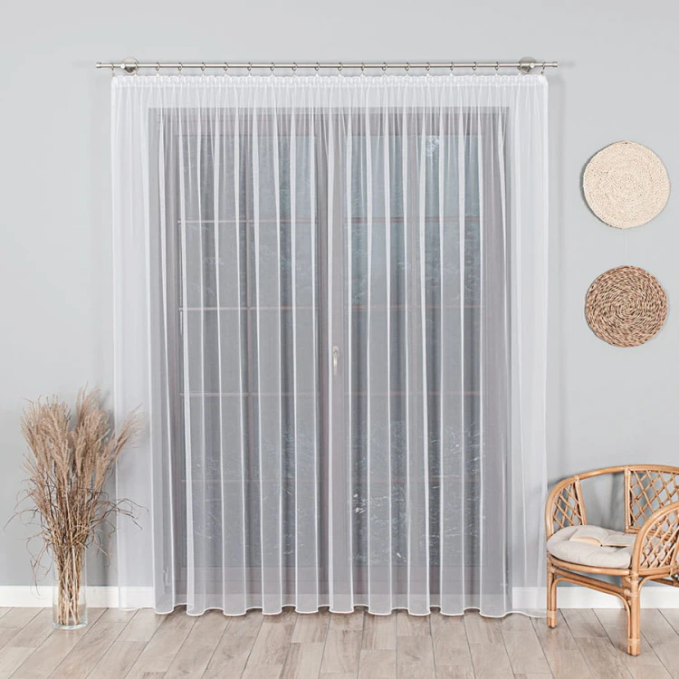 Firanka gładka grecki tiul z ołowianką, wysokość 320cm, kolor biały