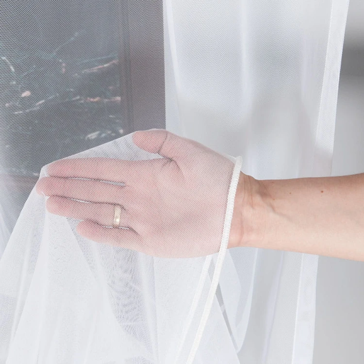 Firanka gładka grecki tiul z ołowianką, wysokość 320cm, kolor biały