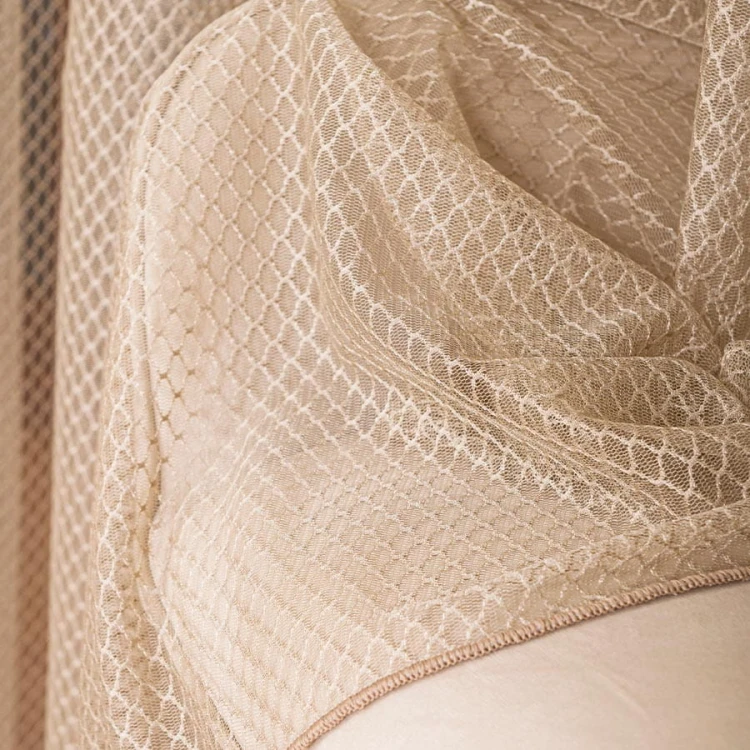 Firanka fantazyjna z ołowianką, wysokość 300cm, kolor jasny beżowy