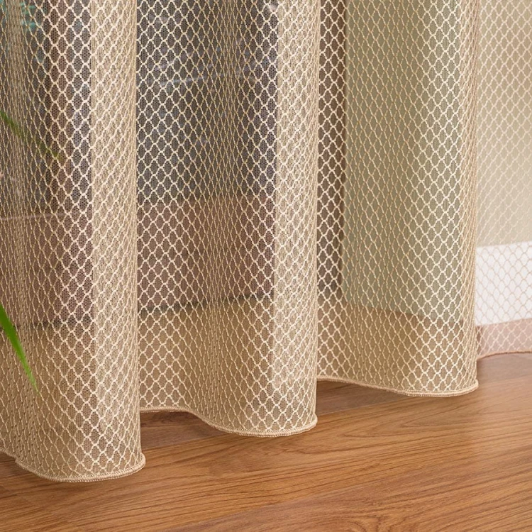 Firanka fantazyjna z ołowianką, wysokość 300cm, kolor jasny beżowy