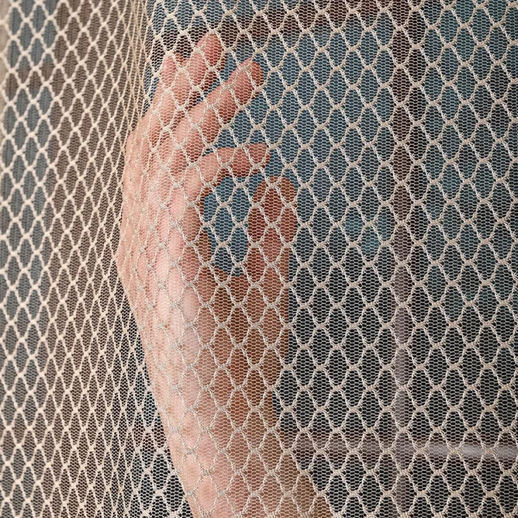 Firanka fantazyjna z ołowianką, wysokość 300cm, kolor jasny beżowy