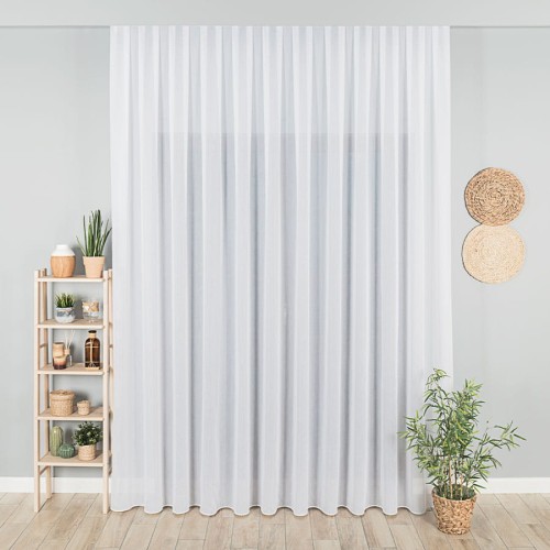 Firanka fantazyjna trudnopalna z ołowianką, wysokość 300cm, kolor biały