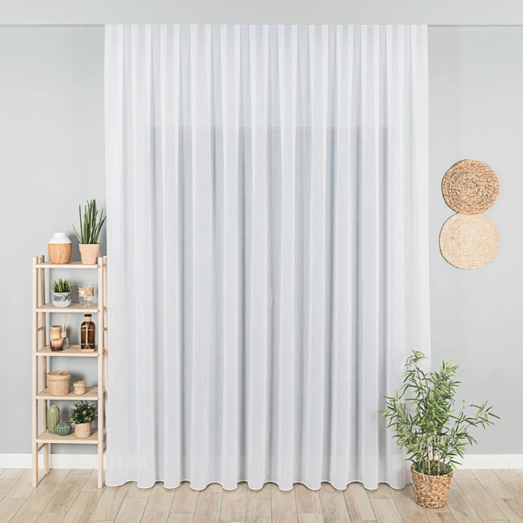 Firanka fantazyjna trudnopalna z ołowianką, wysokość 300cm, kolor biały