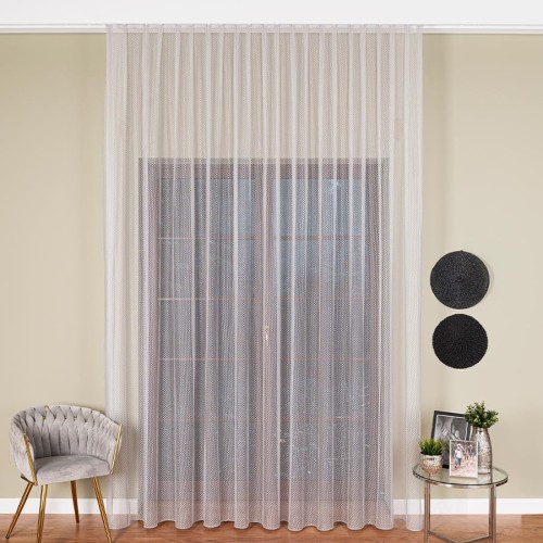 Firanka fantazyjna z ołowianką, wysokość 300cm, kolor srebrny