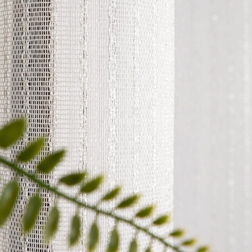 Firanka fantazyjna z ołowianką, wysokość 300cm, kolor biały ze srebrną nitką