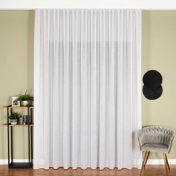 Firanka fantazyjna z ołowianką, wysokość 300cm, kolor biały ze srebrną nitką