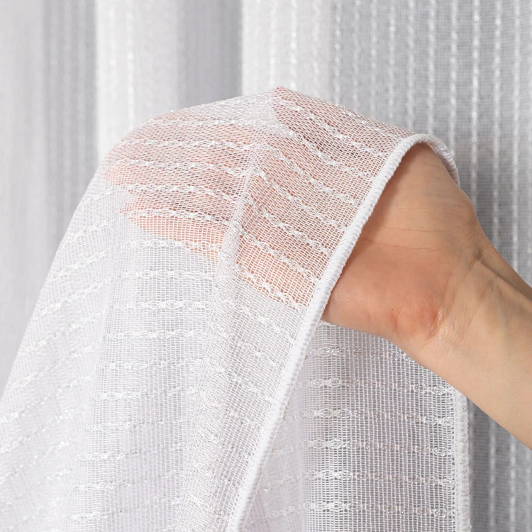 Firanka fantazyjna z ołowianką, wysokość 300cm, kolor biały ze srebrną nitką