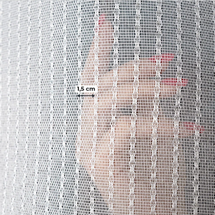 Firanka fantazyjna z ołowianką, wysokość 300cm, kolor biały ze srebrną nitką