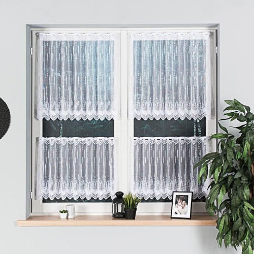 Zazdrostka żakardowa ze wzorem po całości, wysokość 50cm, kolor biały