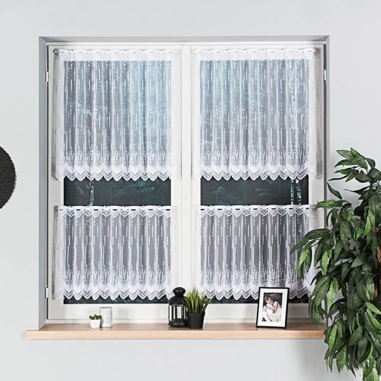 Zazdrostka żakardowa ze wzorem po całości, wysokość 50cm, kolor biały