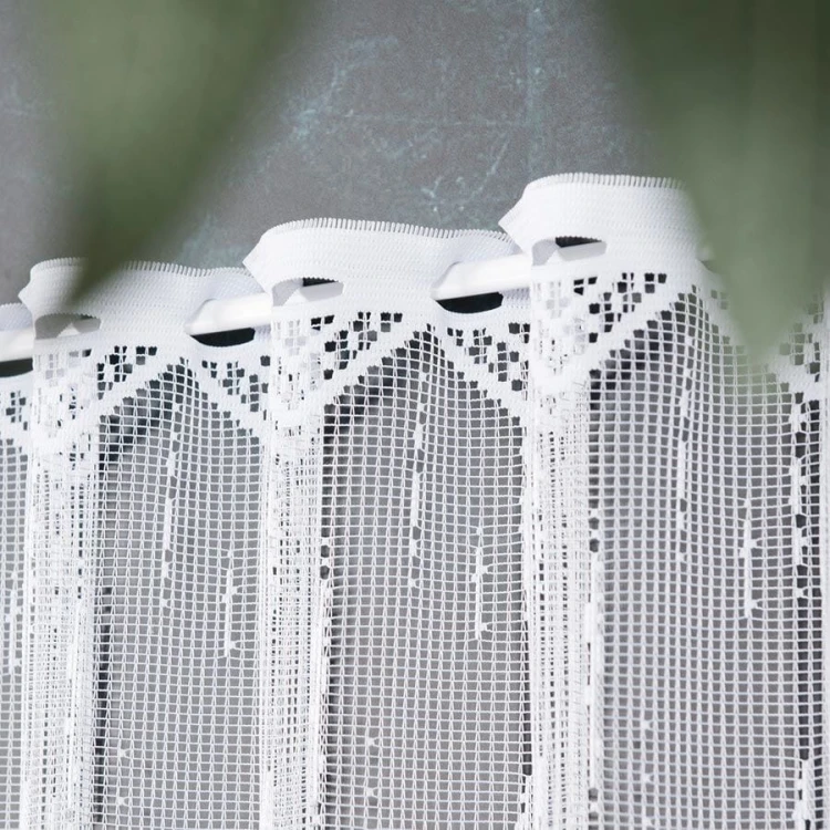 Zazdrostka żakardowa ze wzorem po całości, wysokość 50cm, kolor biały