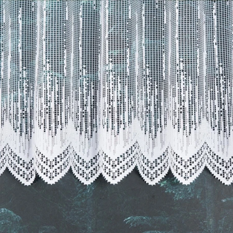 Zazdrostka żakardowa ze wzorem po całości, wysokość 50cm, kolor biały