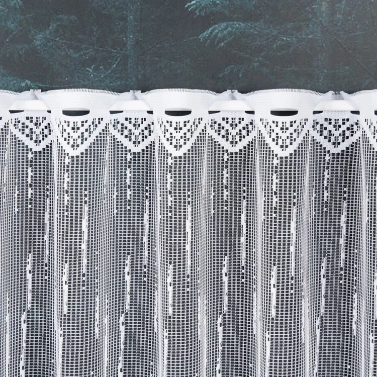 Zazdrostka żakardowa ze wzorem po całości, wysokość 50cm, kolor biały