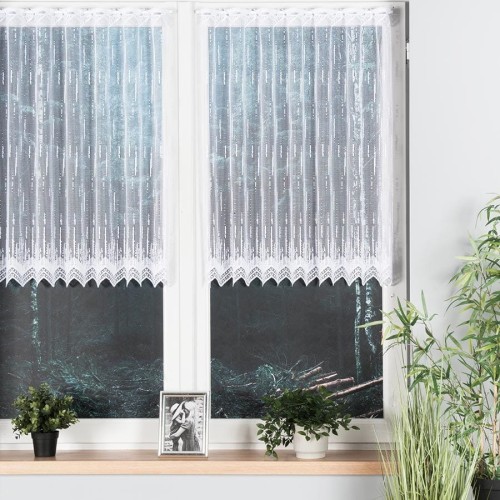 Zazdrostka żakardowa ze wzorem po całości, wysokość 90cm, kolor biały