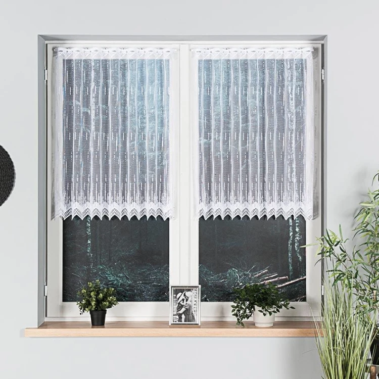 Zazdrostka żakardowa ze wzorem po całości, wysokość 90cm, kolor biały