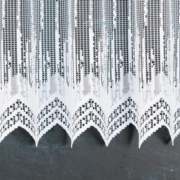 Zazdrostka żakardowa ze wzorem po całości, wysokość 90cm, kolor biały