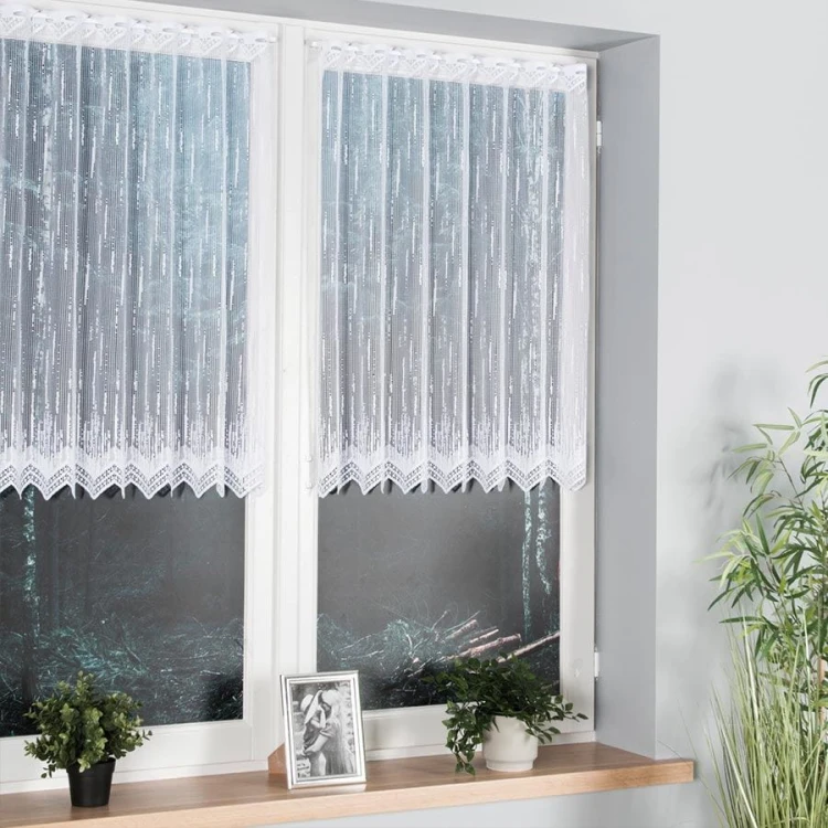 Zazdrostka żakardowa ze wzorem po całości, wysokość 90cm, kolor biały