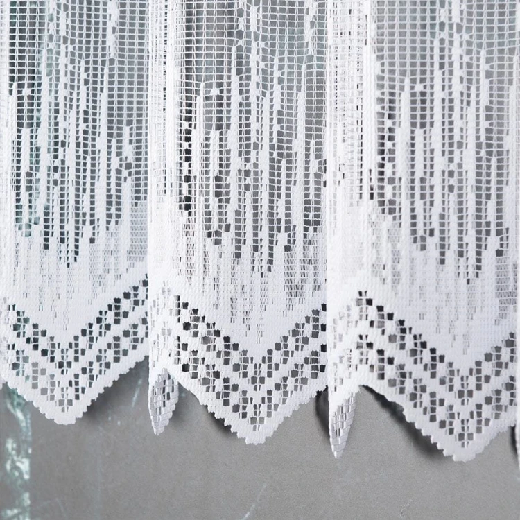 Zazdrostka żakardowa ze wzorem po całości, wysokość 90cm, kolor biały