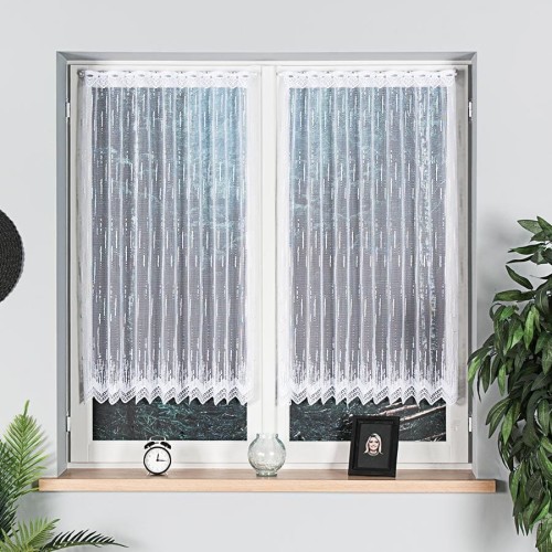 Firanka żakardowa ze wzorem po całości, wysokość 120cm, kolor biały