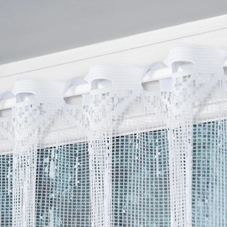 Firanka żakardowa ze wzorem po całości, wysokość 120cm, kolor biały