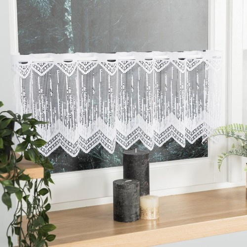 Zazdrostka żakardowa ze wzorem po całości, wysokość 40cm, kolor biały