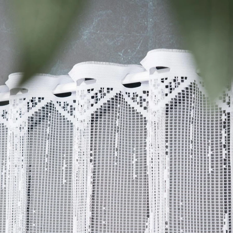 Zazdrostka żakardowa ze wzorem po całości, wysokość 40cm, kolor biały