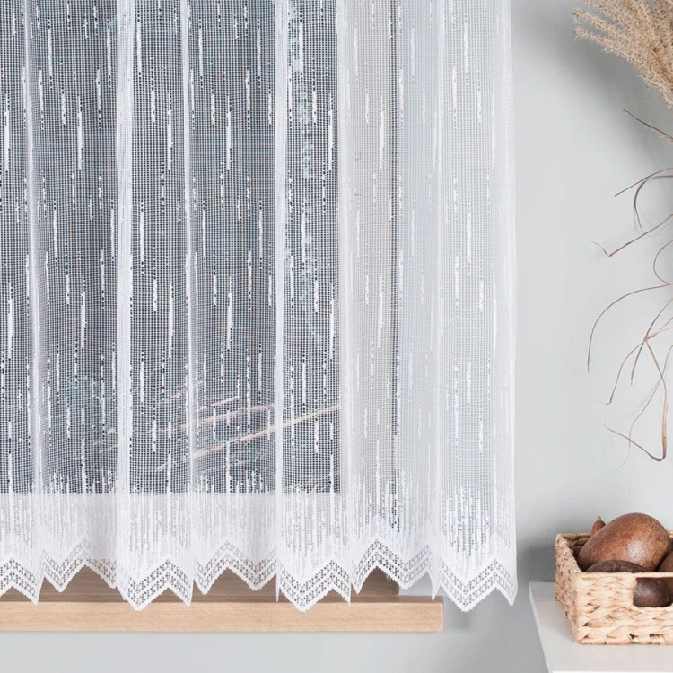 Firanka żakardowa ze wzorem po całości, wysokość 160cm, kolor biały