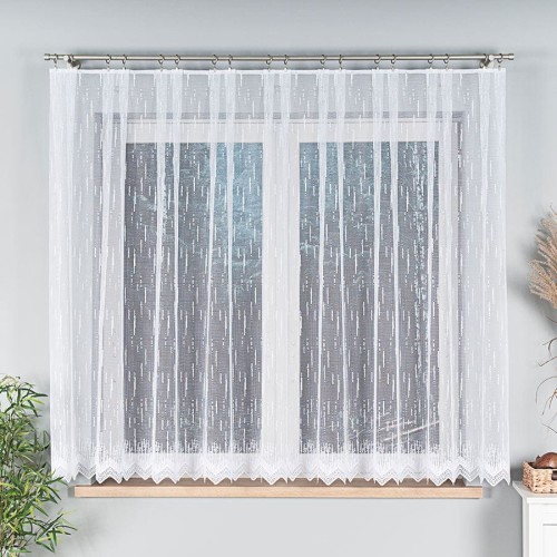 Firanka żakardowa ze wzorem po całości, wysokość 160cm, kolor biały