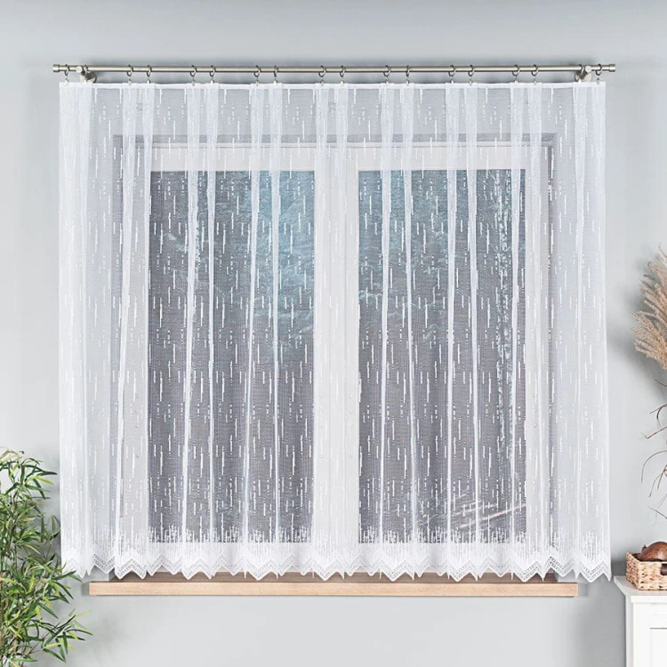 Firanka żakardowa ze wzorem po całości, wysokość 160cm, kolor biały