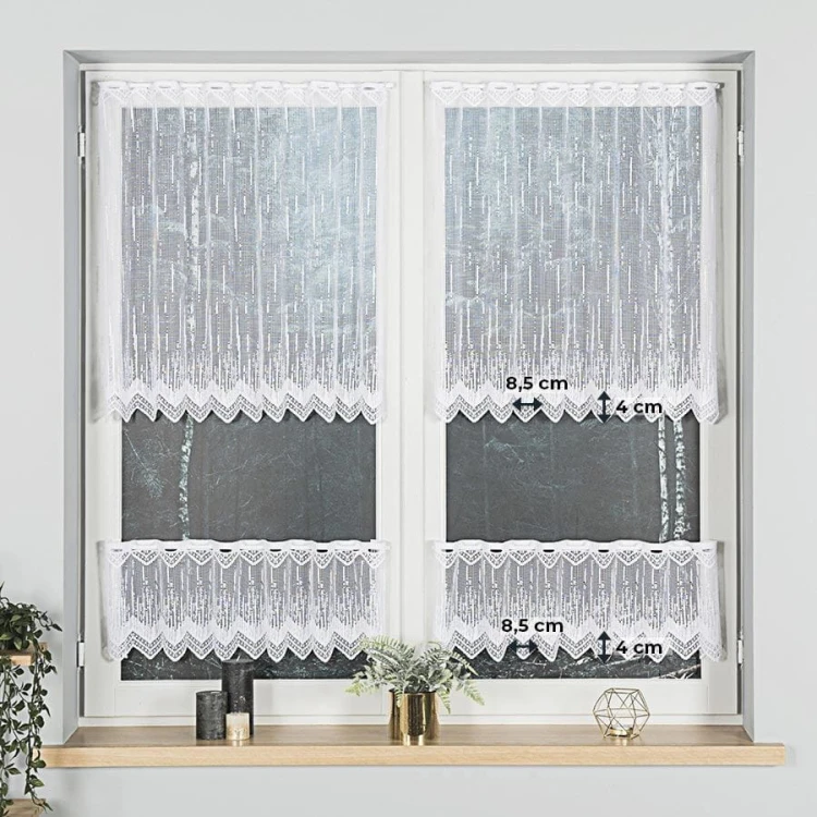 Zazdrostka żakardowa ze wzorem po całości, wysokość 30cm, kolor biały