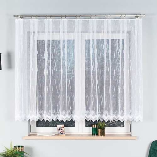 Firanka żakardowa ze wzorem po całości, wysokość 140cm, kolor biały