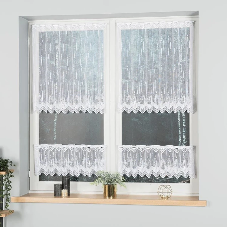 Zazdrostka żakardowa ze wzorem po całości, wysokość 80cm, kolor biały