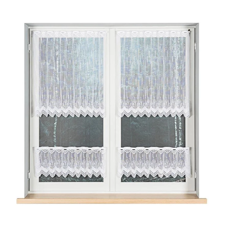 Zazdrostka żakardowa ze wzorem po całości, wysokość 80cm, kolor biały