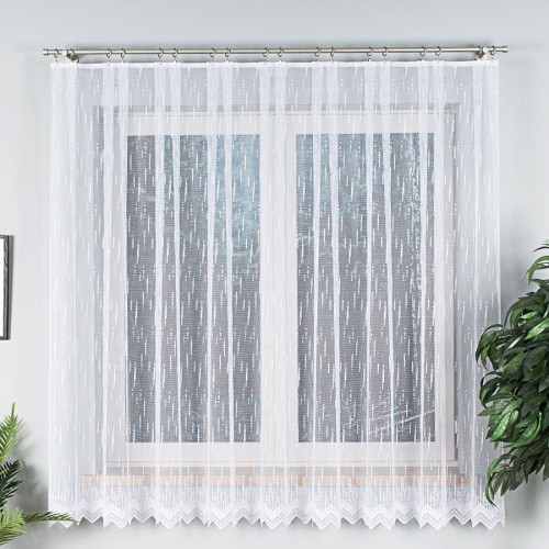 Firanka żakardowa ze wzorem po całości, wysokość 180cm, kolor biały