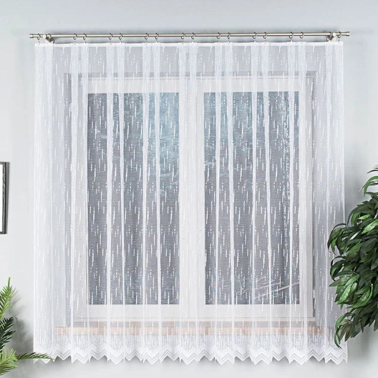 Firanka żakardowa ze wzorem po całości, wysokość 180cm, kolor biały