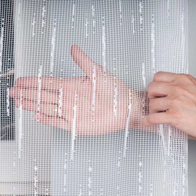 Firanka żakardowa ze wzorem po całości, wysokość 180cm, kolor biały